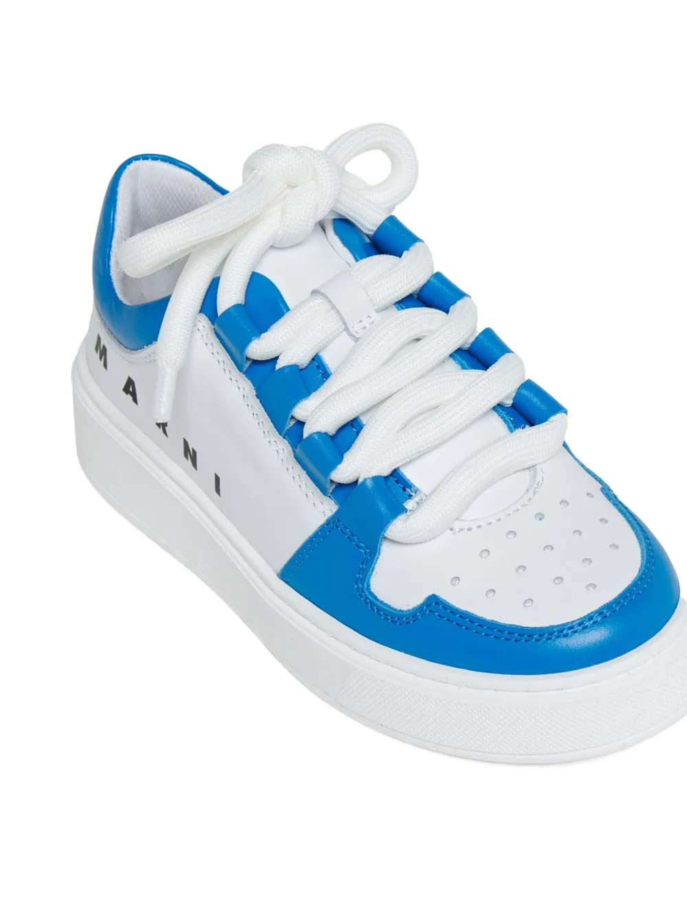 Marni Kids Leren sneakers met geperforeerd logo Wit
