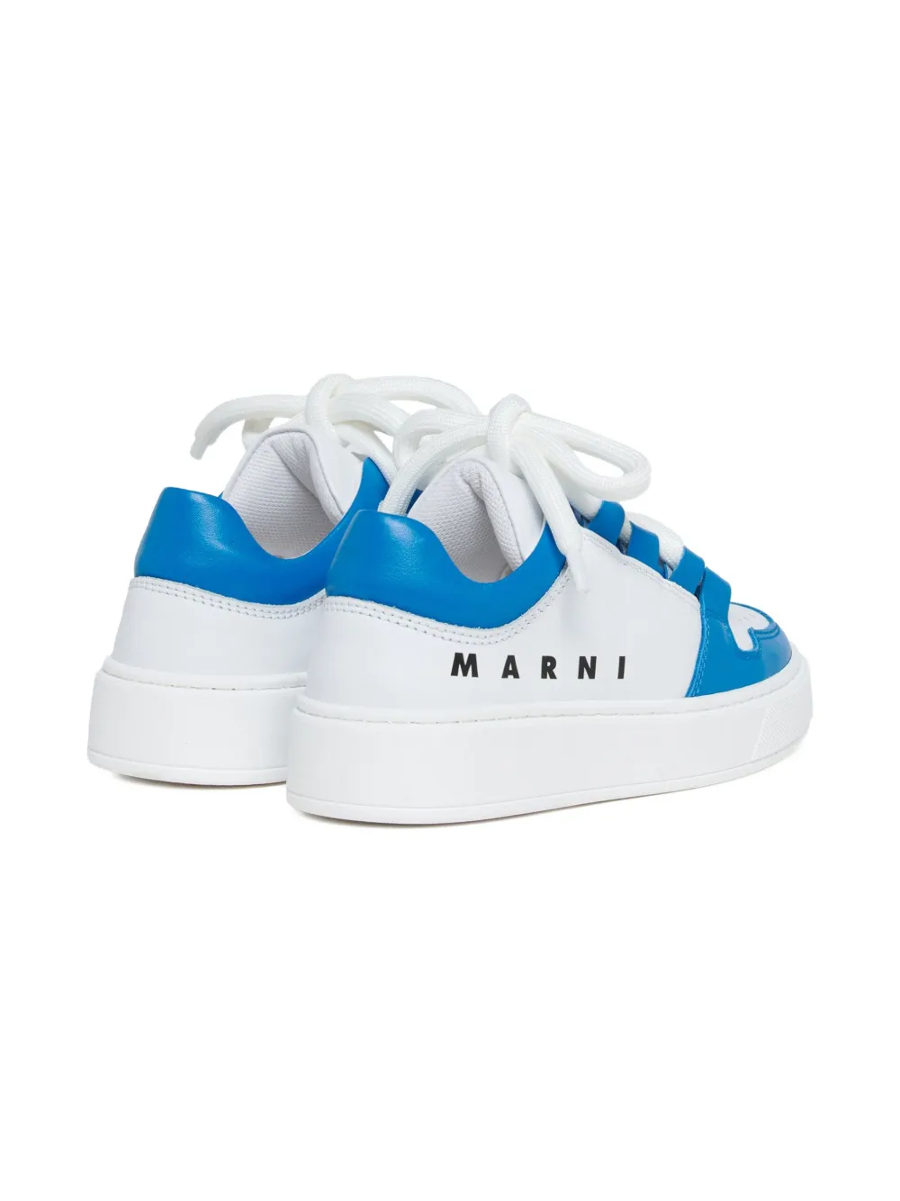 Marni Kids Leren sneakers met geperforeerd logo Wit
