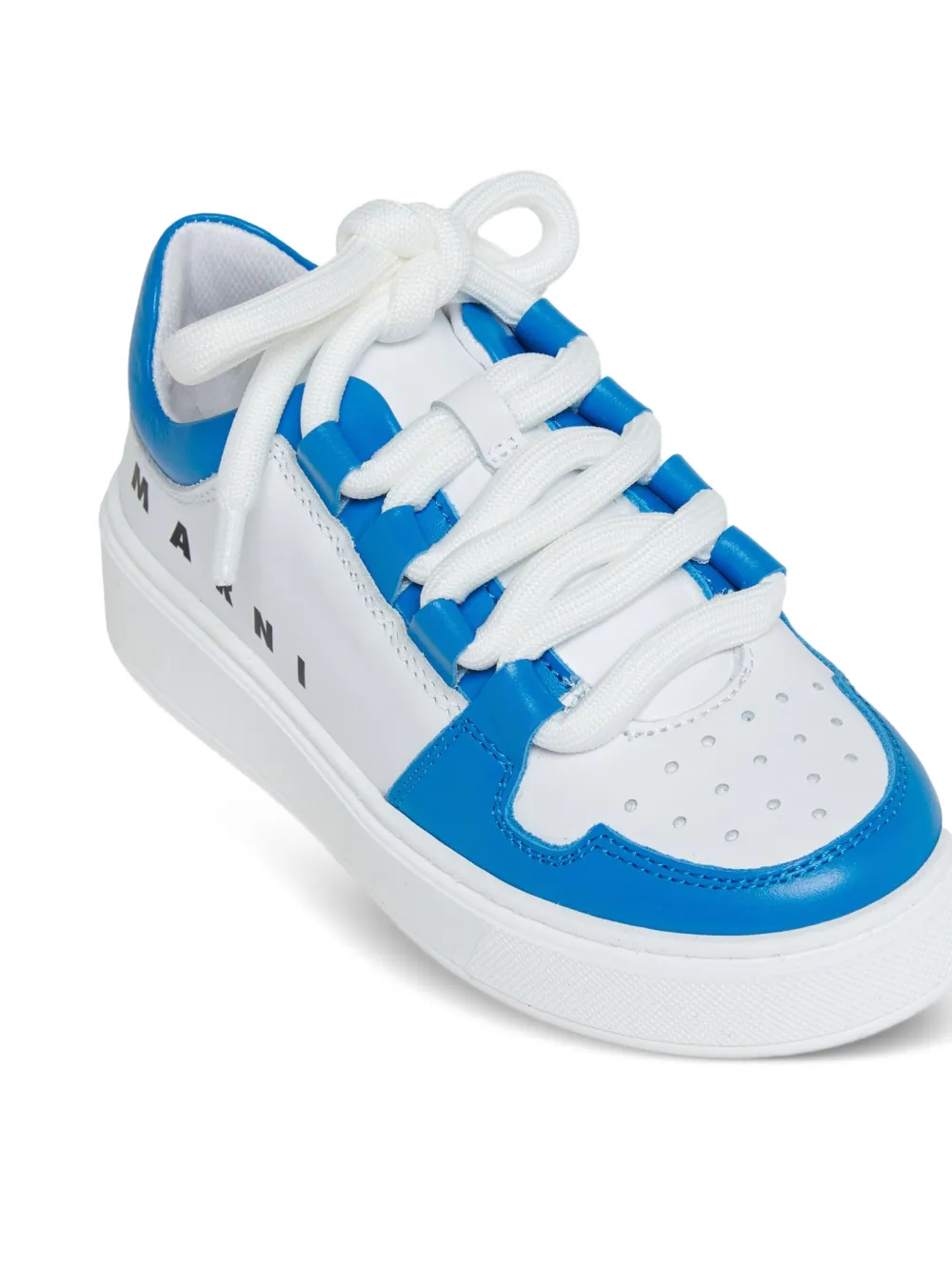 Marni Kids Leren sneakers met geperforeerd logo Wit
