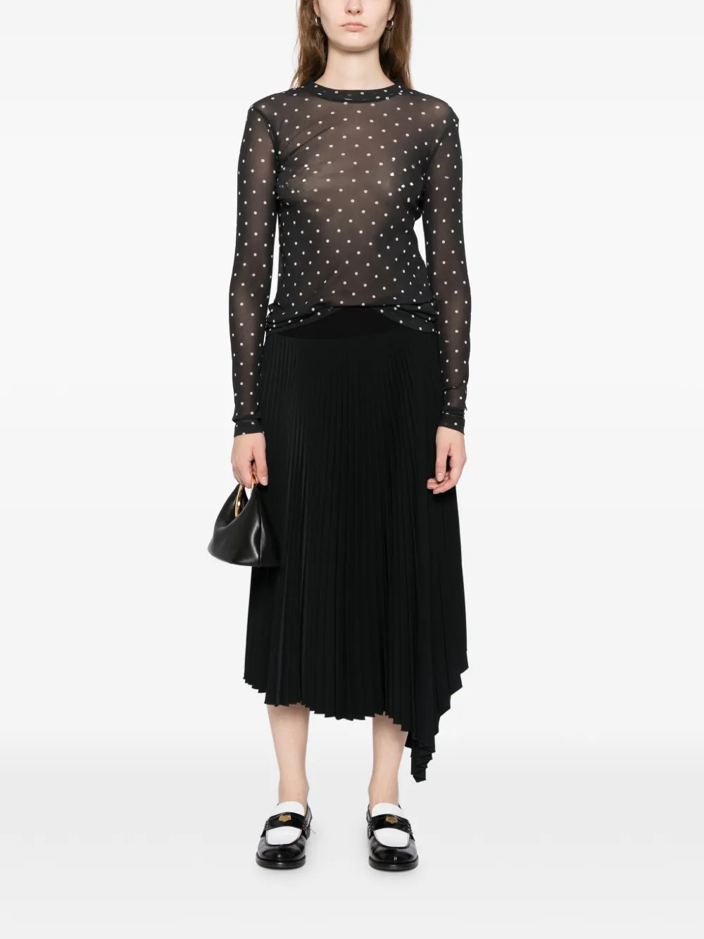 Maison Kitsuné Mesh top met stippen - Zwart