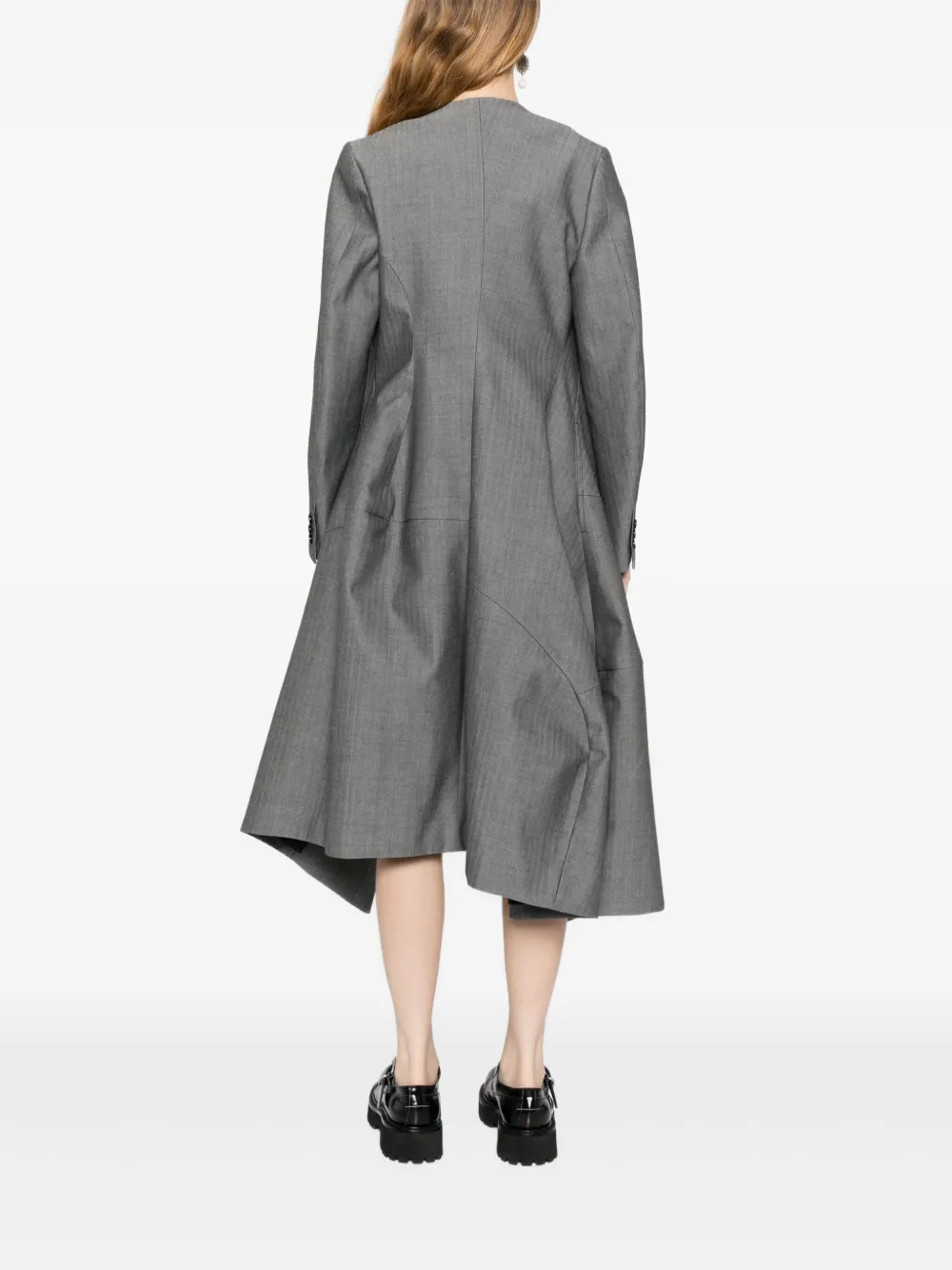 Comme Des Garçons Asymmetric Wool Coat In Multi