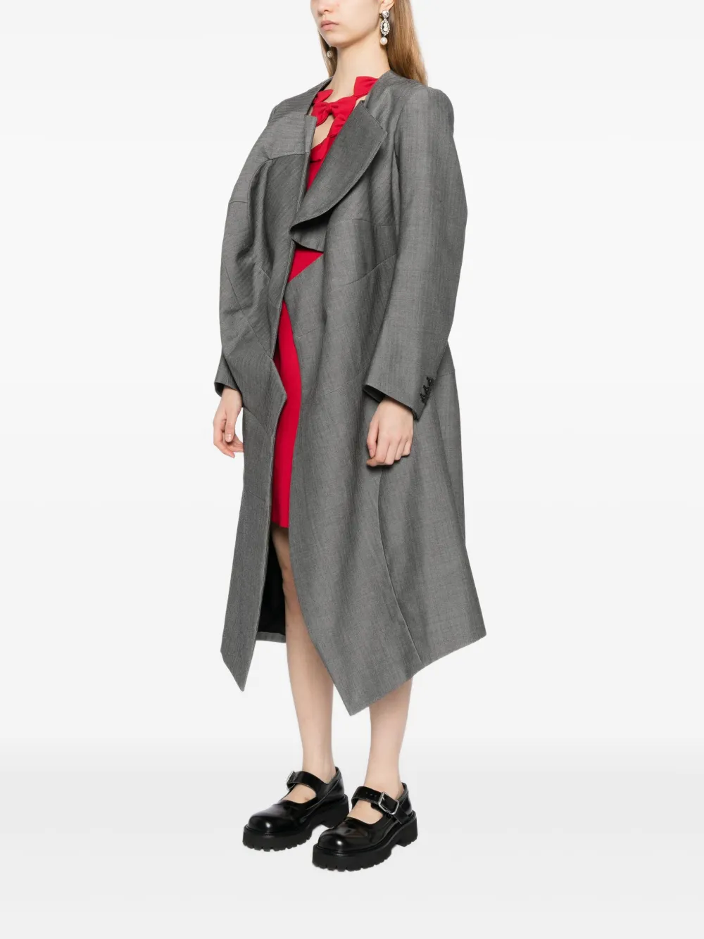 Comme Des Garçons Asymmetric Wool Coat In Multi