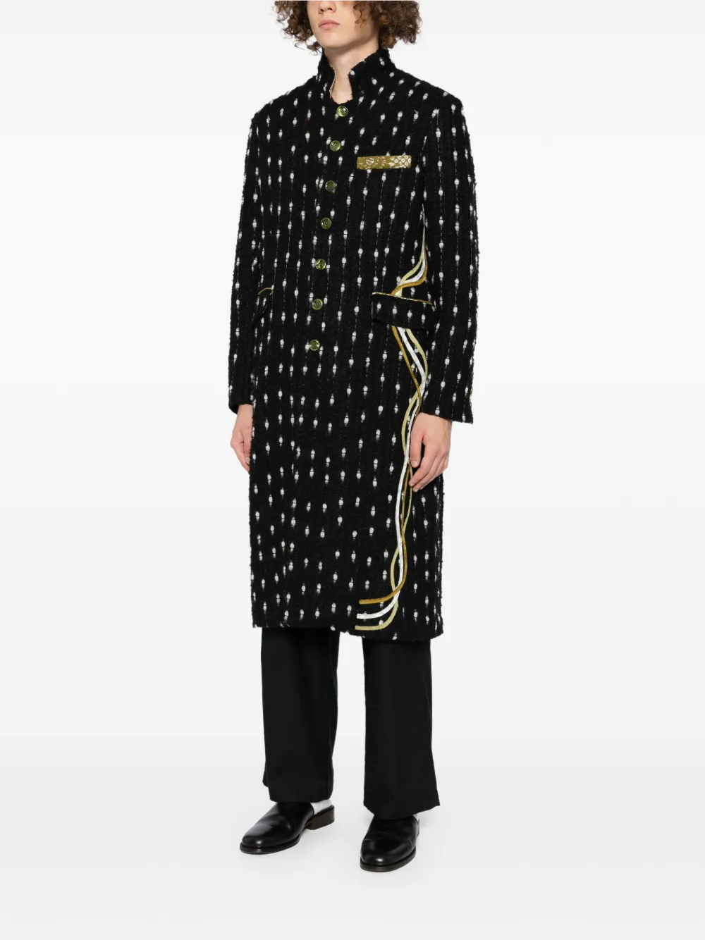  Communs Patterned Coat - Black 