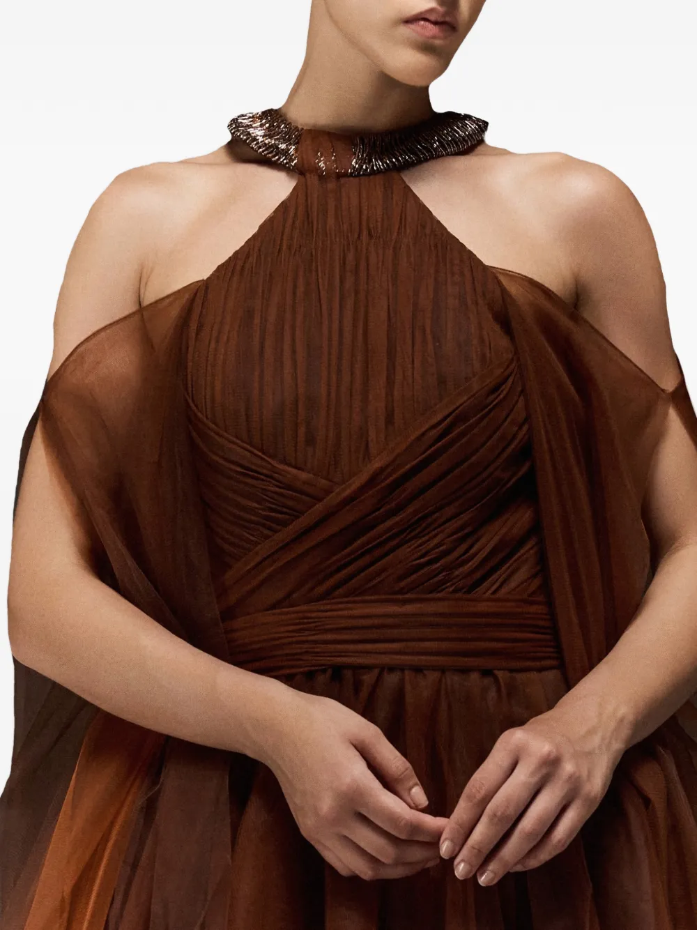 Draped-Detail Maxi Dress