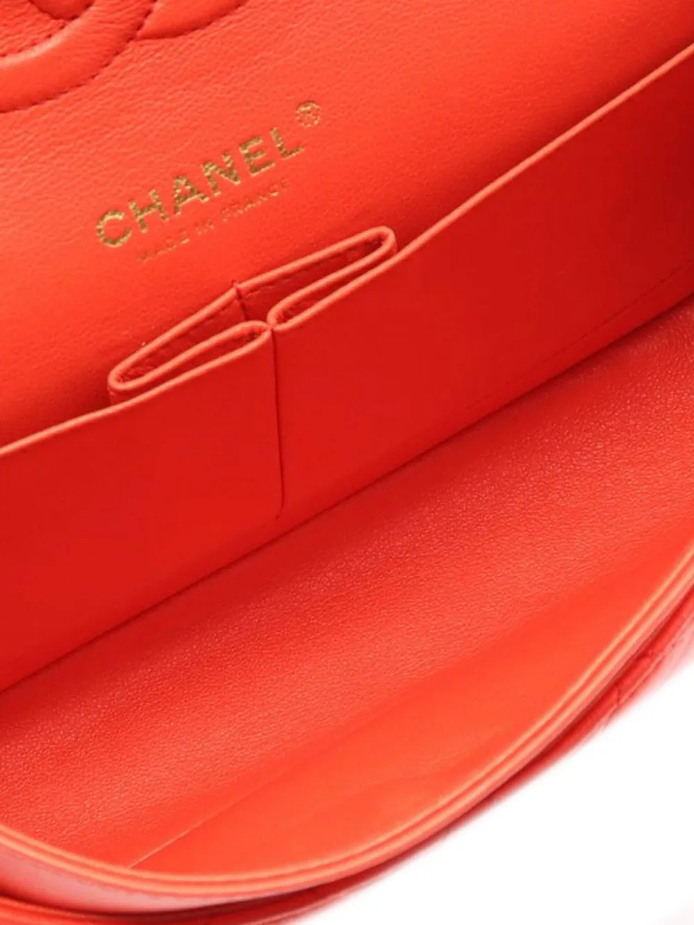 Pre-owned Chanel 2016-2017 Medium Classic Lambskin Double Flap Shoulder Bag In Red