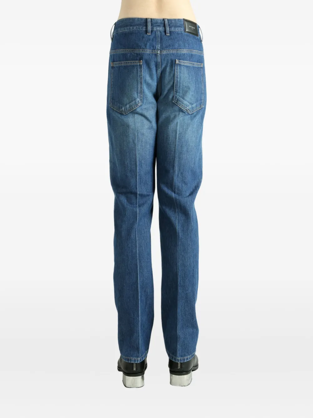 Givenchy Rear Logo Patch Cotton Trousers In Blue