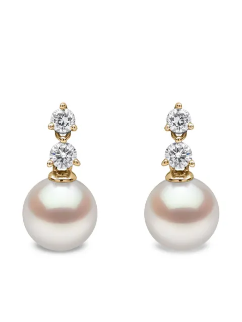 Yoko London aretes en oro amarillo de 18kt con perla Akoya y diamante