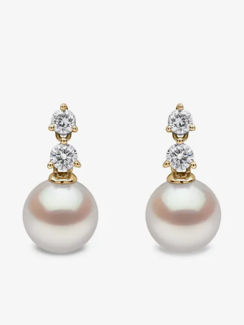 Yoko London 18K yellow gold akoya pearl and diamond earrings