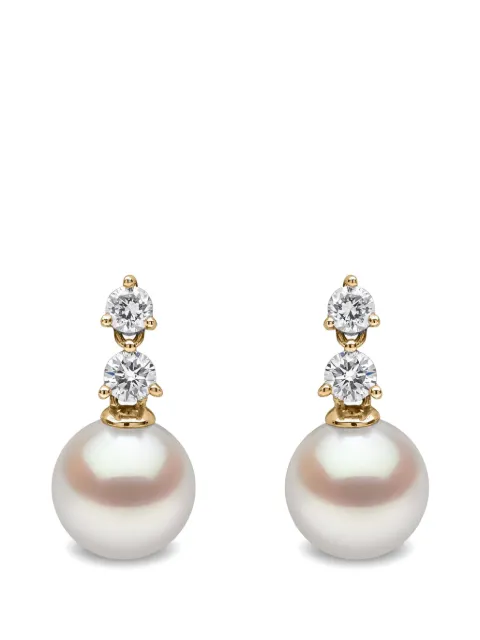 Yoko London 18K yellow gold akoya pearl and diamond earrings
