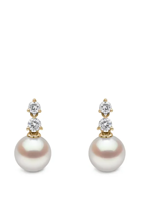Yoko London 18K yellow gold akoya pearl and diamond earrings