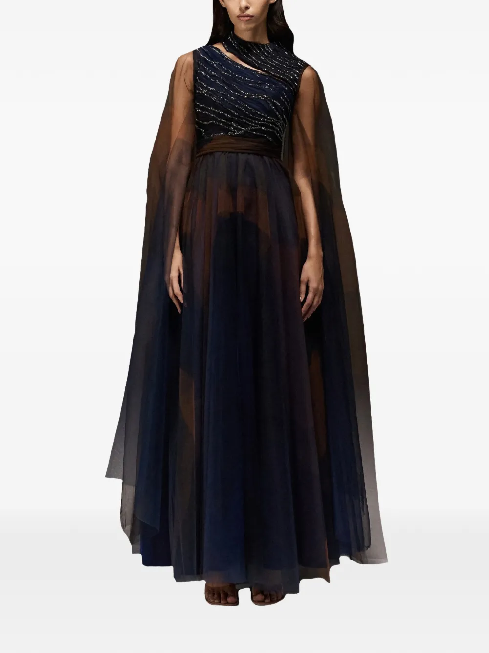 THA SEEN Maxi-jurk verfraaid met pailletten - Bruin