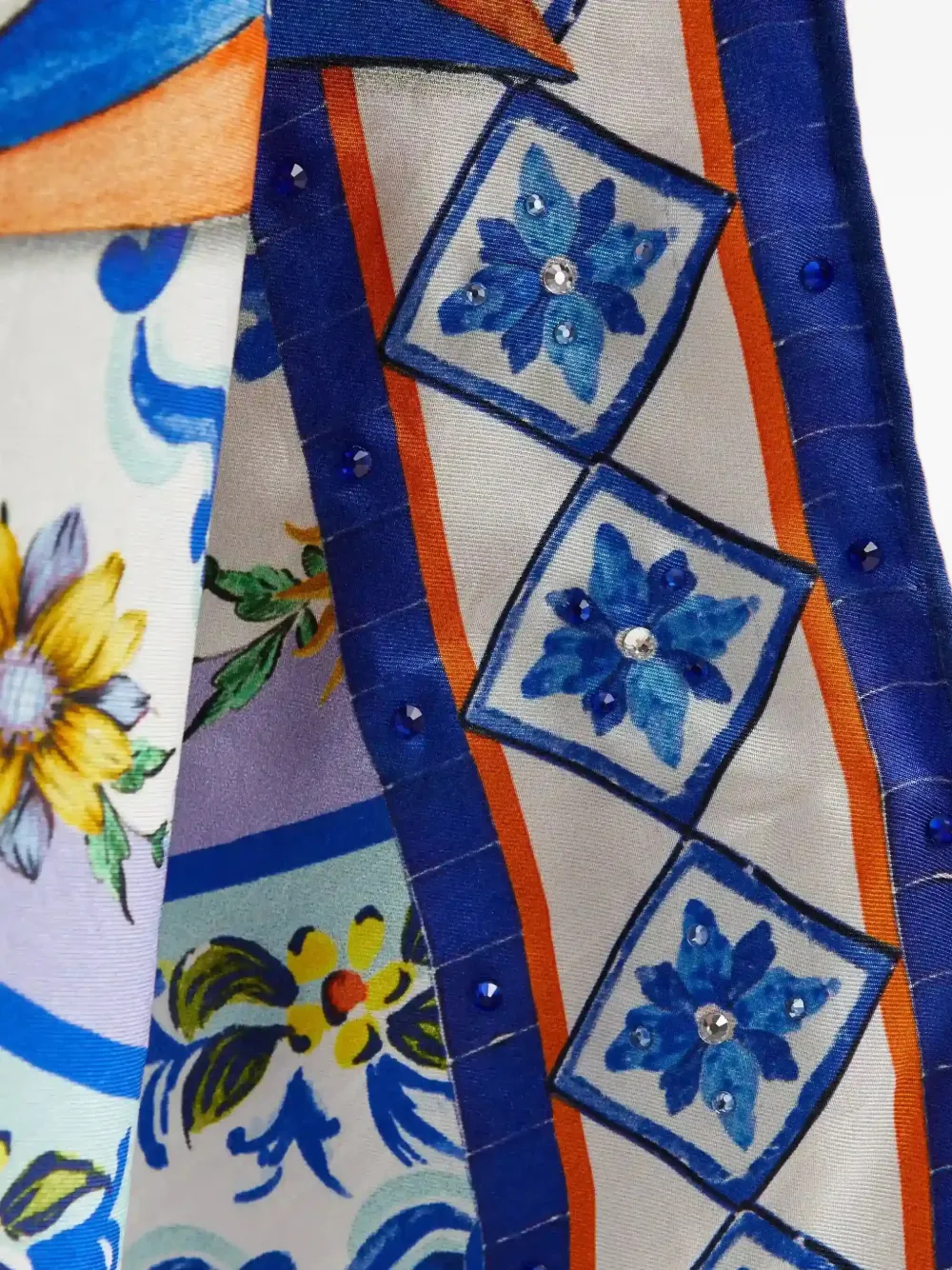 Camilla Zijden sjaal met patroon Wit