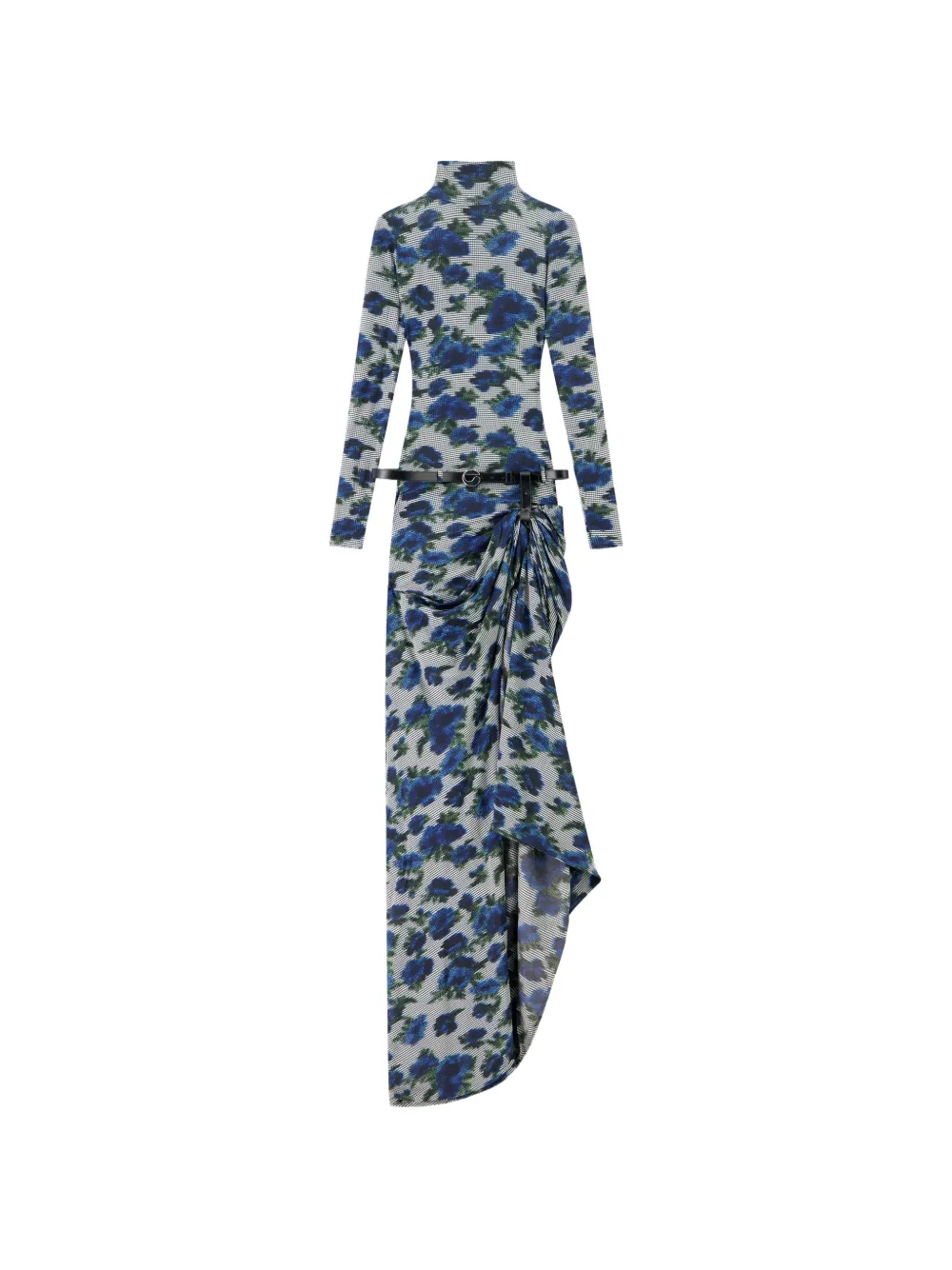 Coperni floral belted midi dress - Blue
