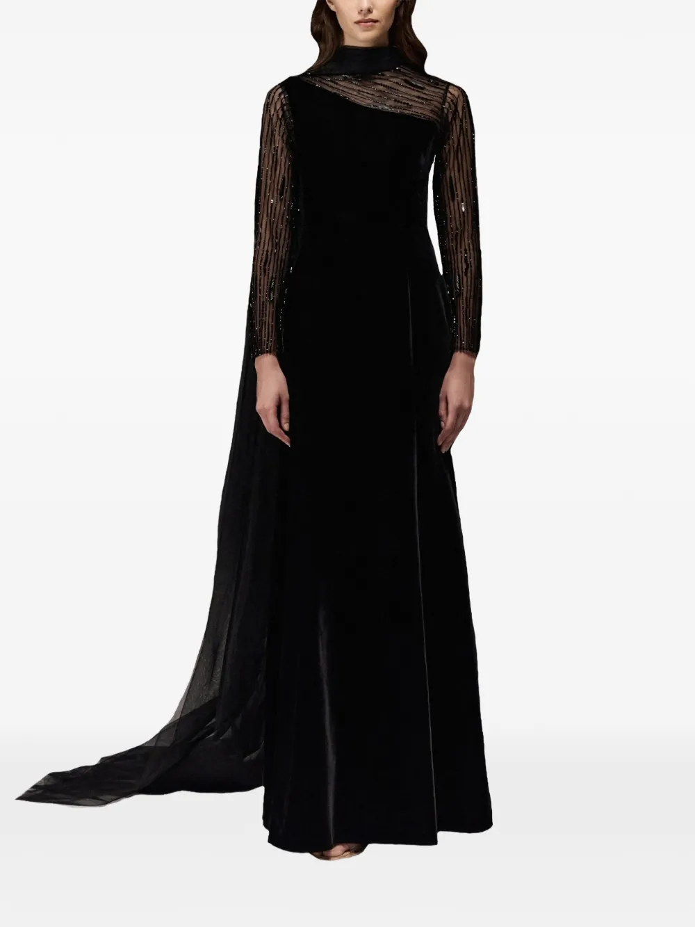 THA SEEN Maxi-jurk verfraaid met pailletten - Zwart