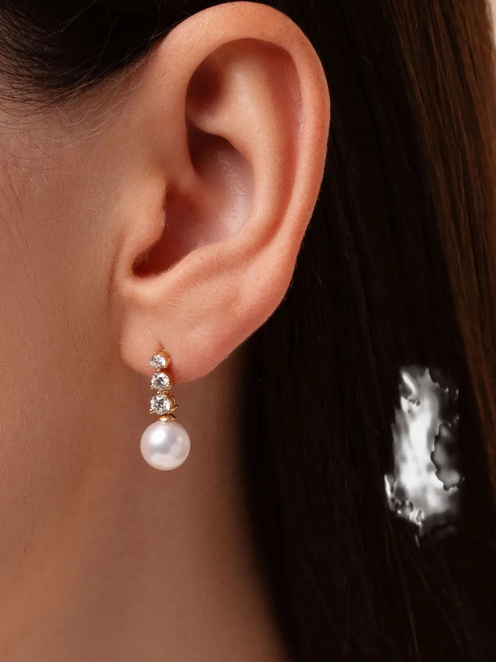 Yoko London 18k Yellow Gold Akoya Pearl And Diamond Earrings In Gold