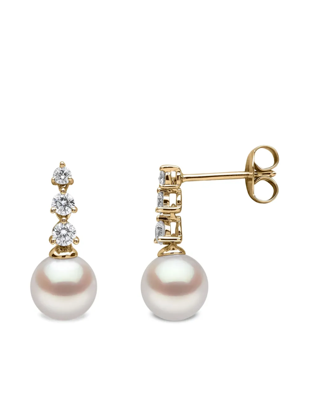 Yoko London 18k Yellow Gold Akoya Pearl And Diamond Earrings In Gold