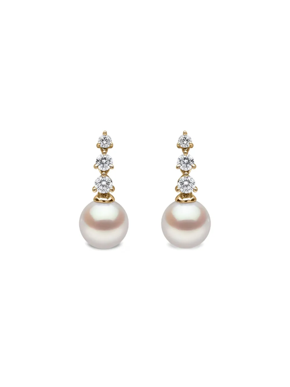 Yoko London 18k Yellow Gold Akoya Pearl And Diamond Earrings In Gold