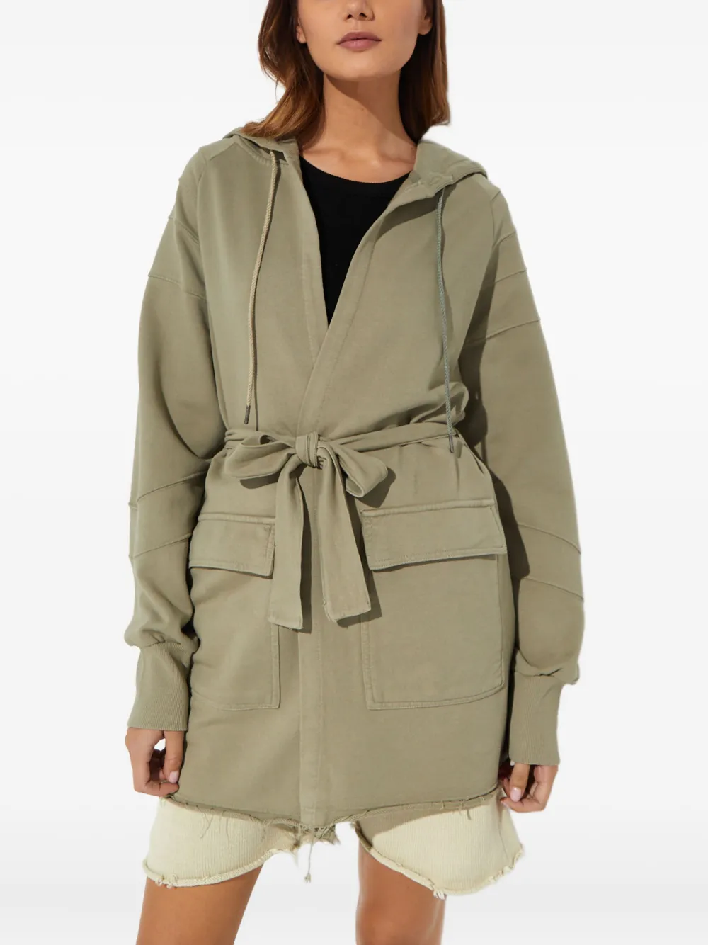 Ser.o.ya Atlas Hooded Belted Jacket In Neutral