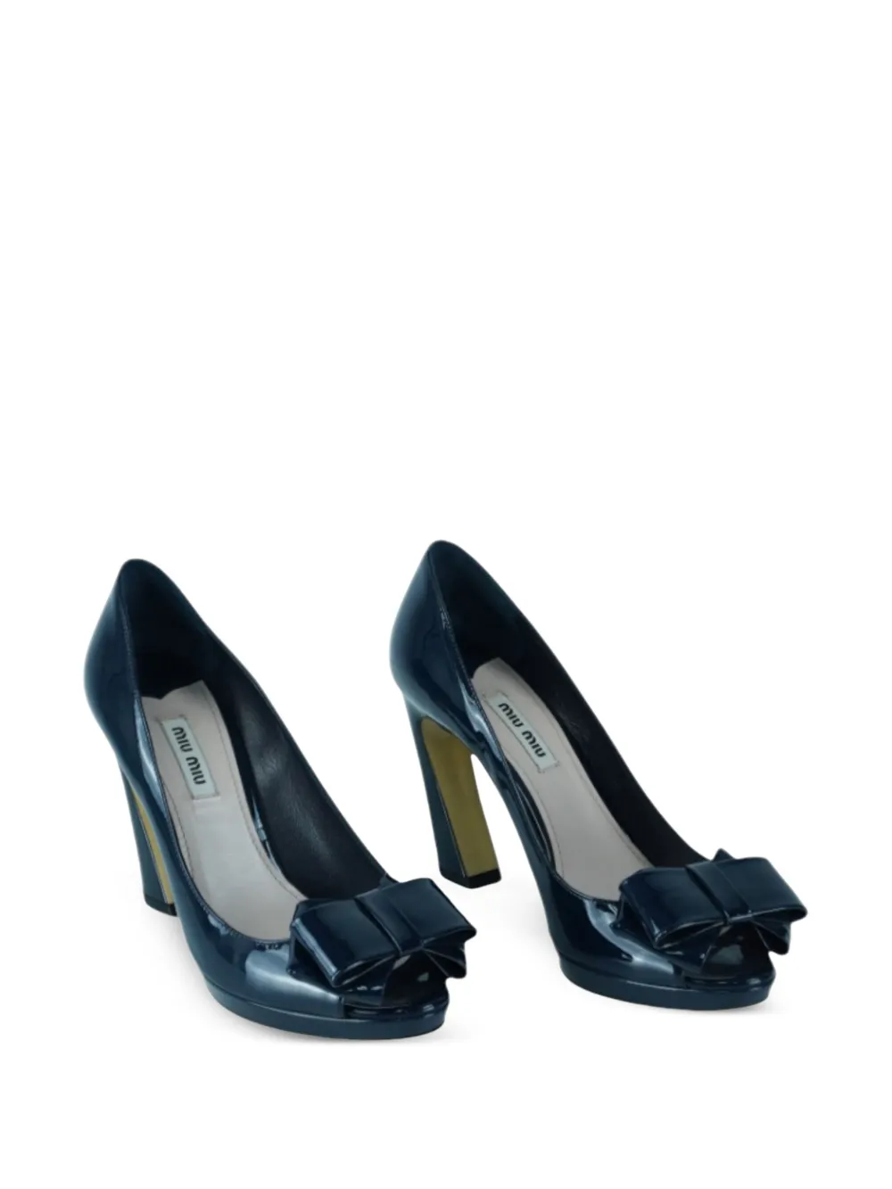 Miu Miu Pre-Owned 95mm peep-toe bow sandals - Blauw