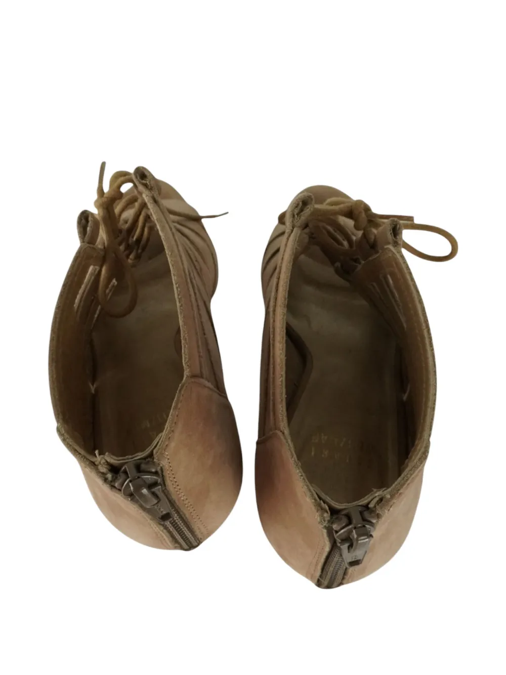 Pre-owned Stuart Weitzman 105mm Lace-up Suede Sandals In Neutral