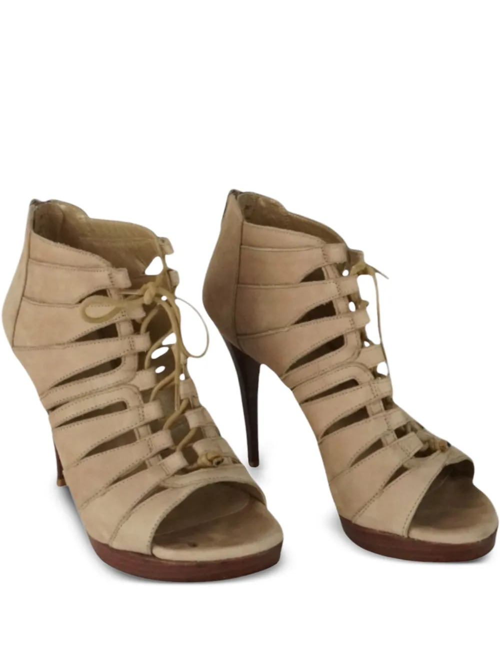 Stuart Weitzman 105mm lace-up suede sandals | Neutrals | Image 1