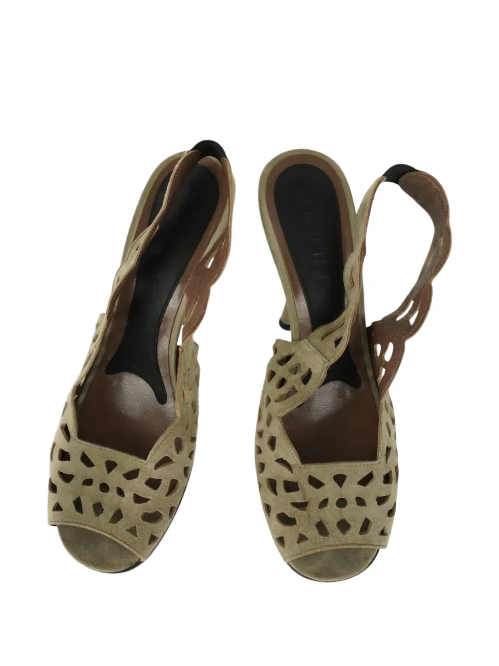 Pre-owned Marni 120mm Laser-cut Sandals In Neutral