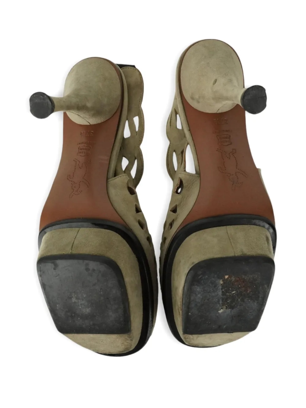 Pre-owned Marni 120mm Laser-cut Sandals In Neutral