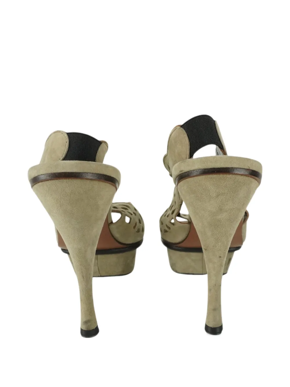 Pre-owned Marni 120mm Laser-cut Sandals In Neutral