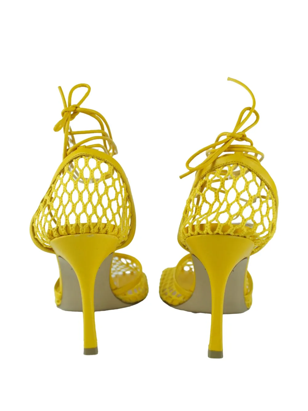 Pre-owned Bottega Veneta 100mm Crochet-knit Sandals In Yellow