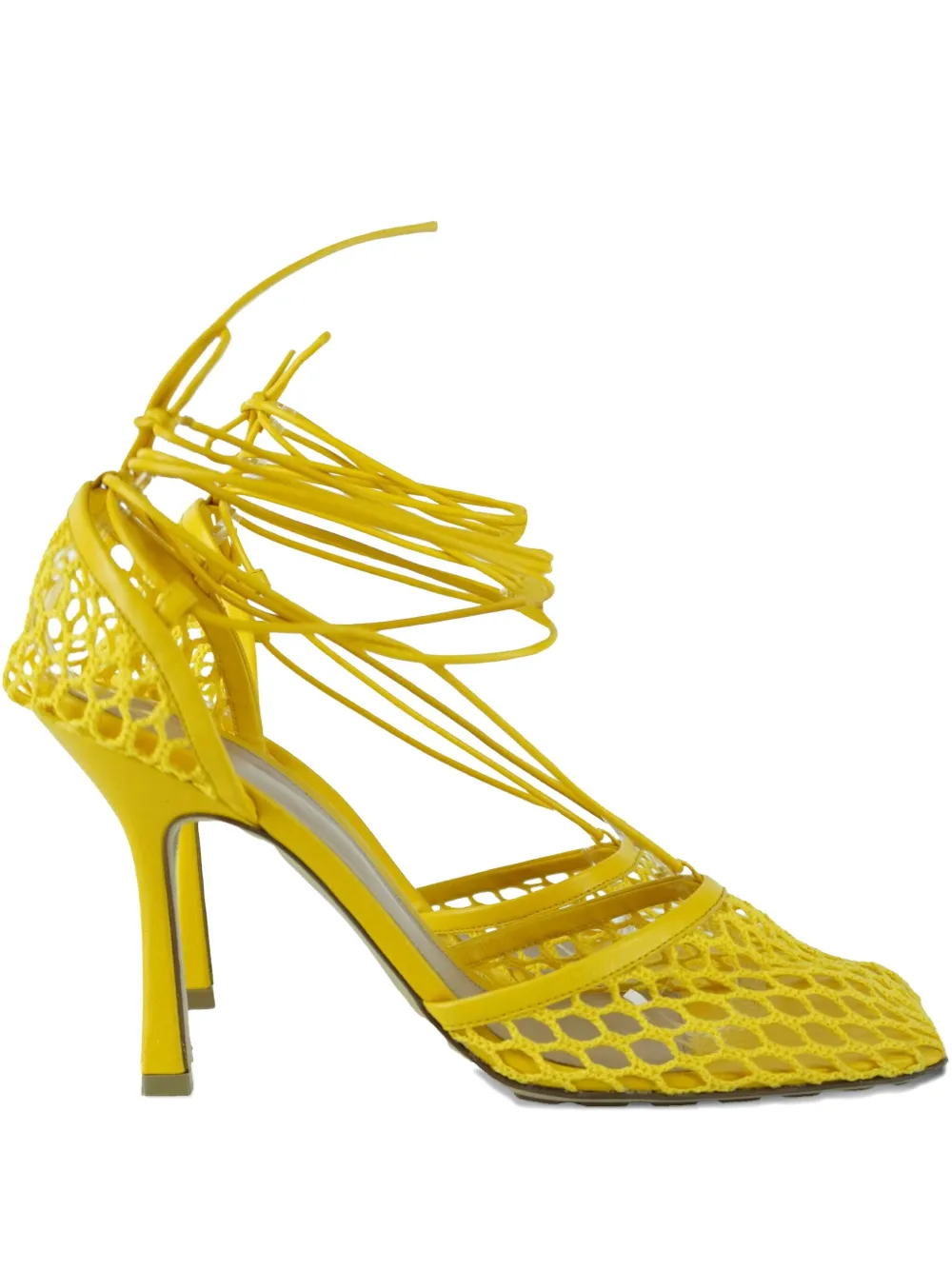Pre-owned Bottega Veneta 100mm Crochet-knit Sandals In Yellow