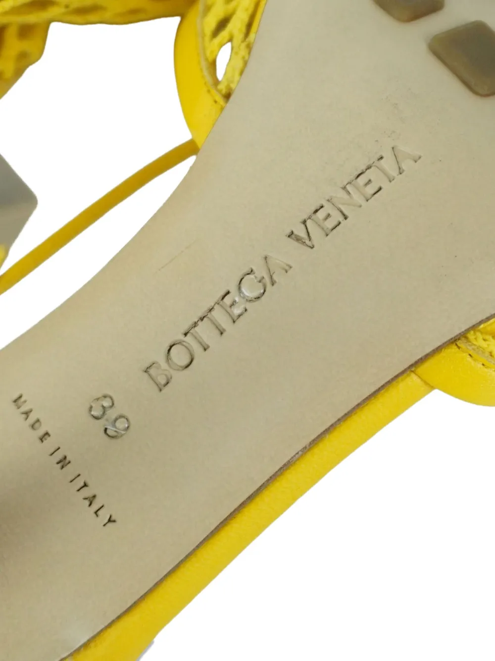 Pre-owned Bottega Veneta 100mm Crochet-knit Sandals In Yellow