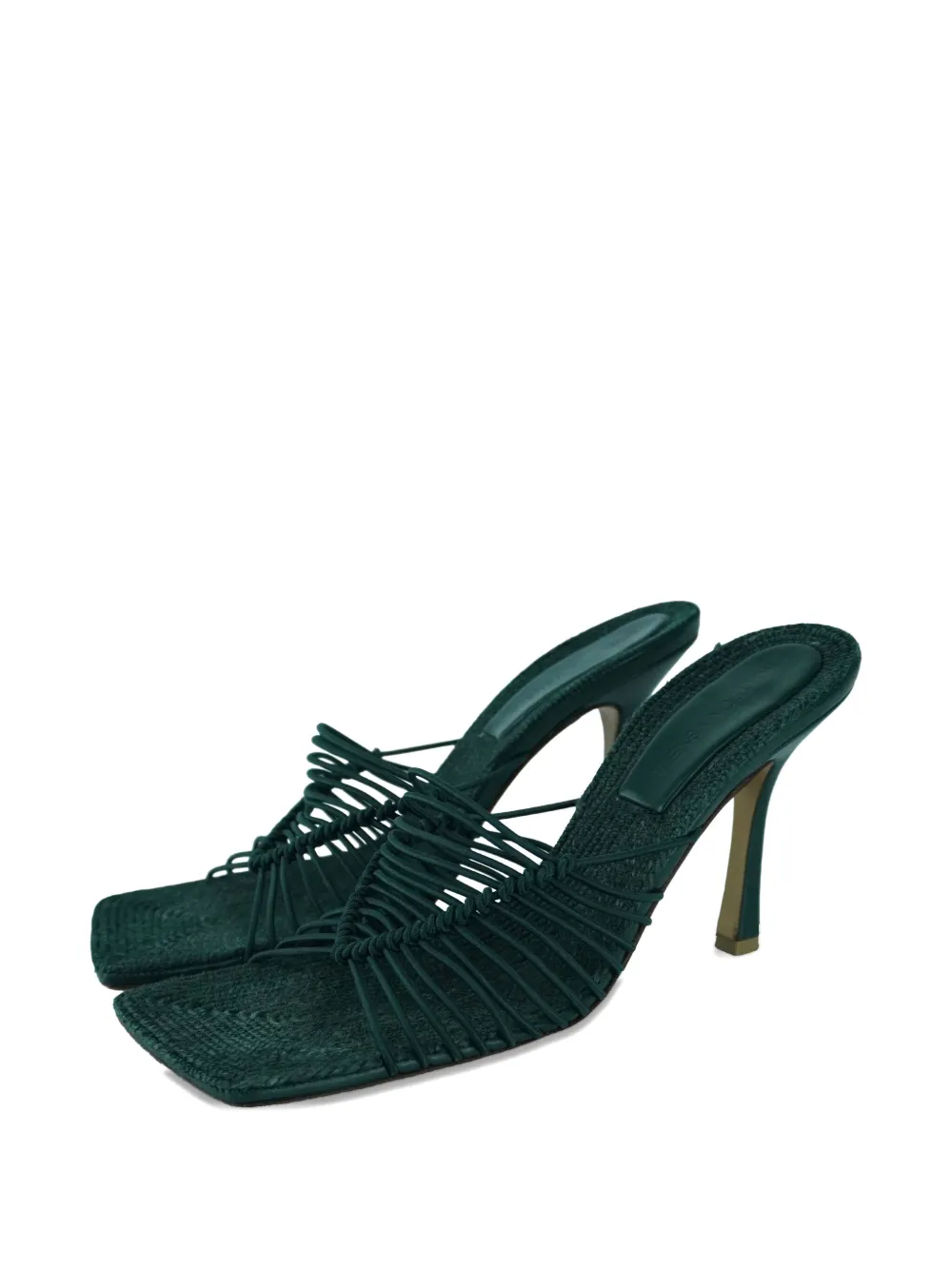 Bottega Veneta Pre-Owned 100mm raffia heeled sandals - Groen