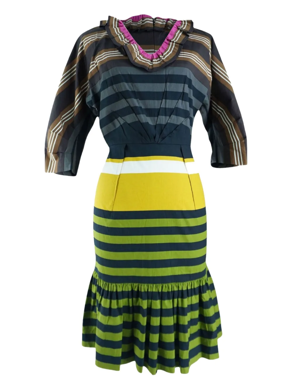 Prada Pre-Owned striped midi dress | Brown | Image 1