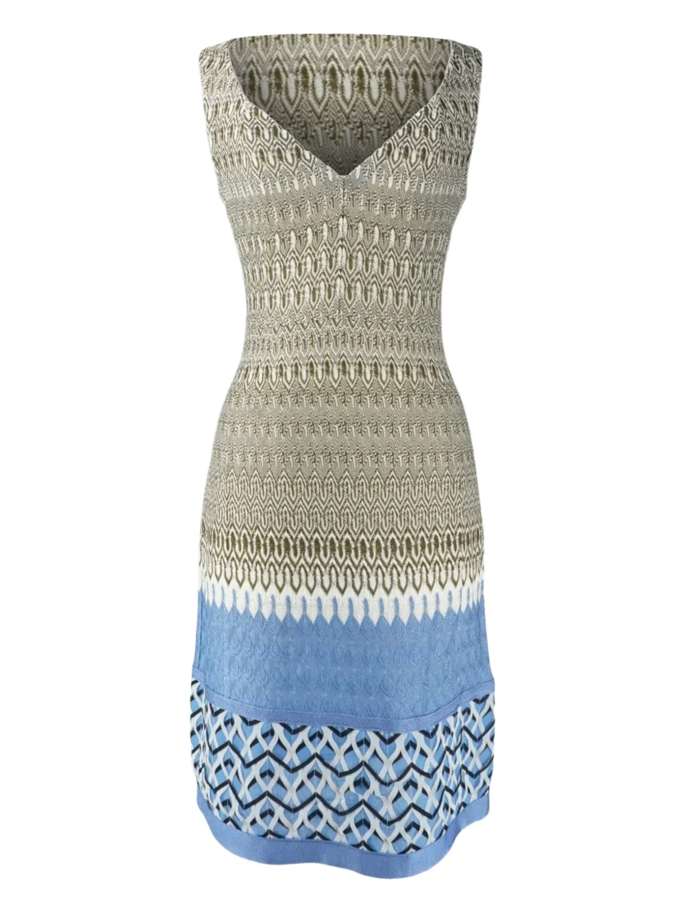 Missoni Pre-Owned Missoni Blue and Grey V-Neck Dress - ニュートラル