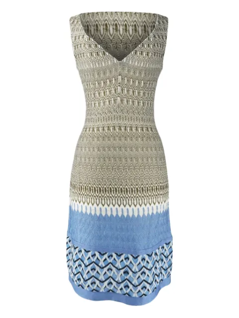 Missoni Pre-Owned Missoni Blue and Grey V-Neck Dress