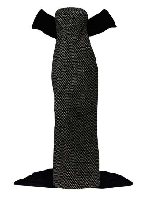 THA SEEN vestido largo con panel de terciopelo