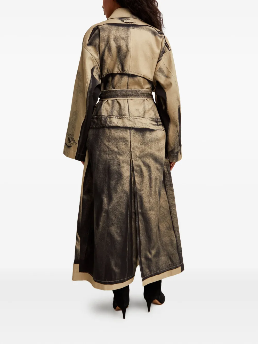 Jean Paul Gaultier Trompe-l'oeil Belted Trench Coat In Brown