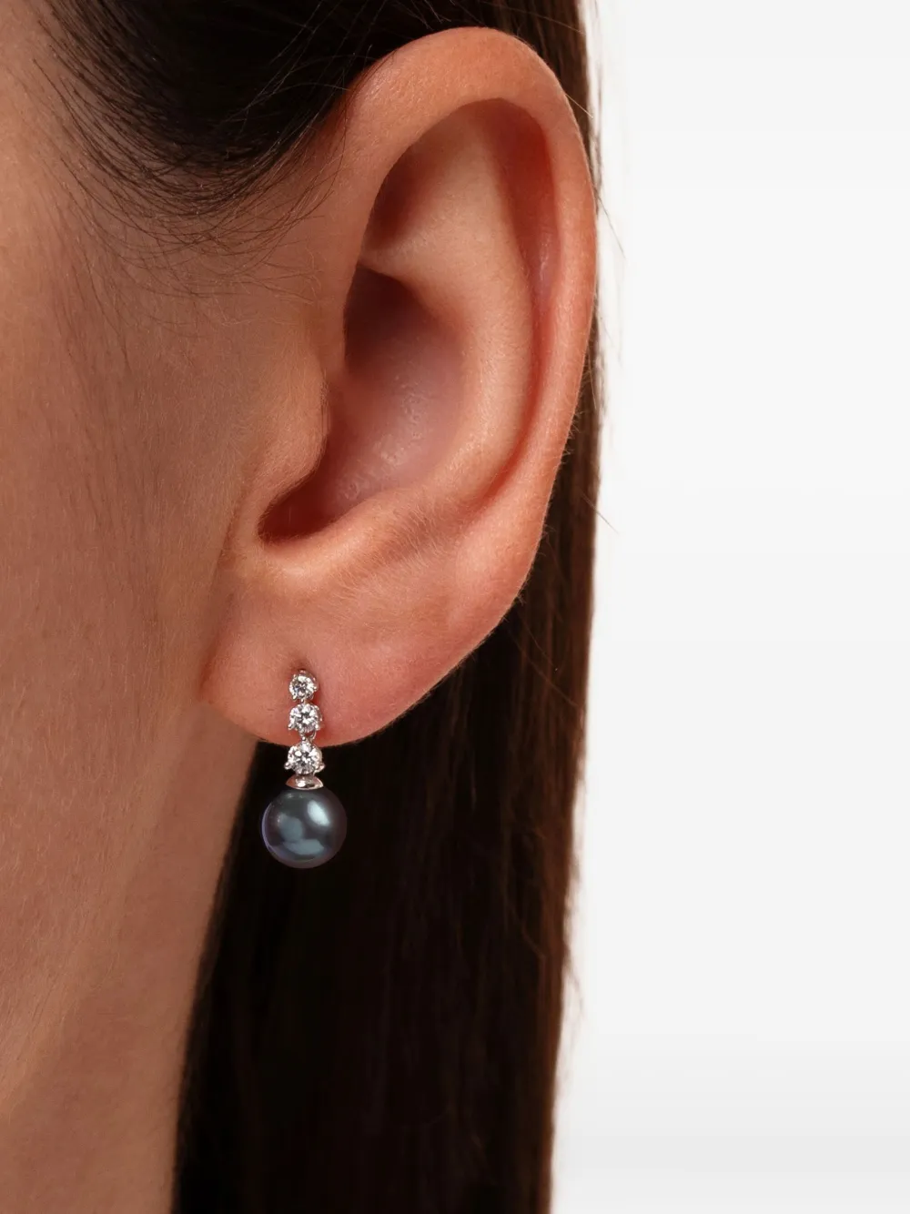 Yoko London 18K white gold tahitian pearl and diamond earrings - Argento