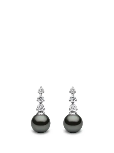 Yoko London 18K white gold tahitian pearl and diamond earrings
