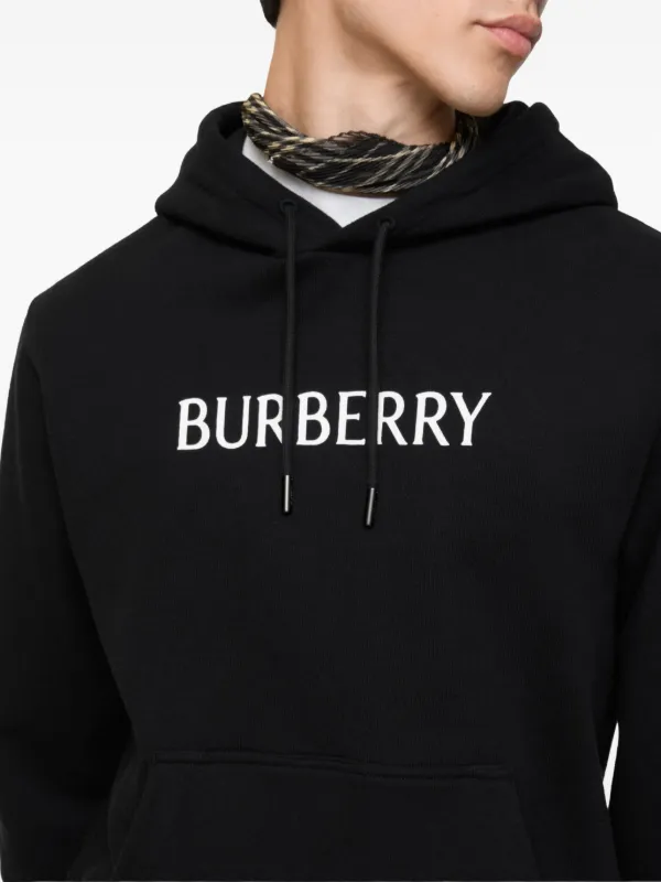 Burberry Logo Cotton Hoodie | Black | FARFETCH CA