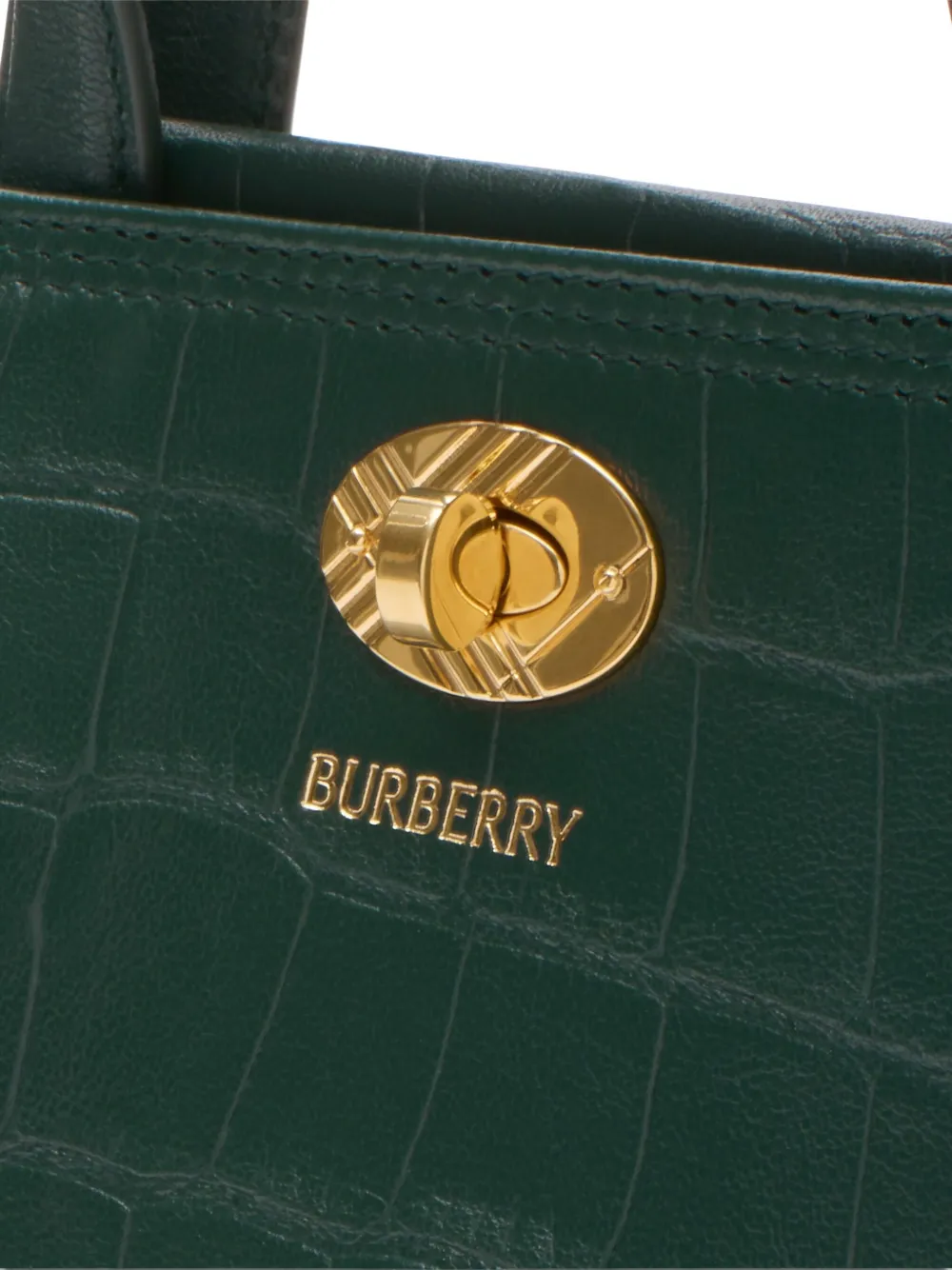 Burberry Mini Cotswolds Crocodile-effect Tote Bag In Green
