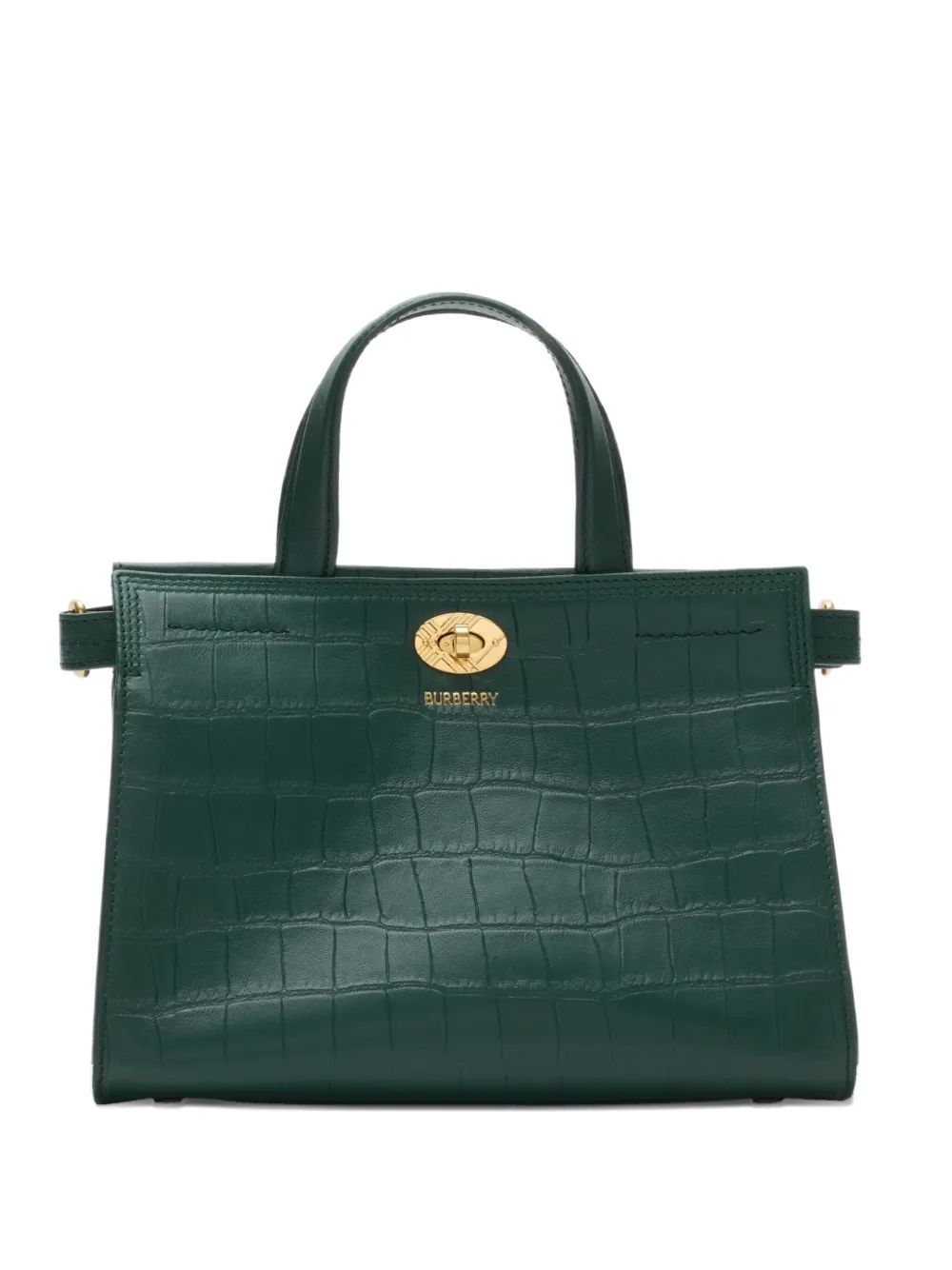 Burberry Mini Cotswolds Crocodile-effect Tote Bag In Green