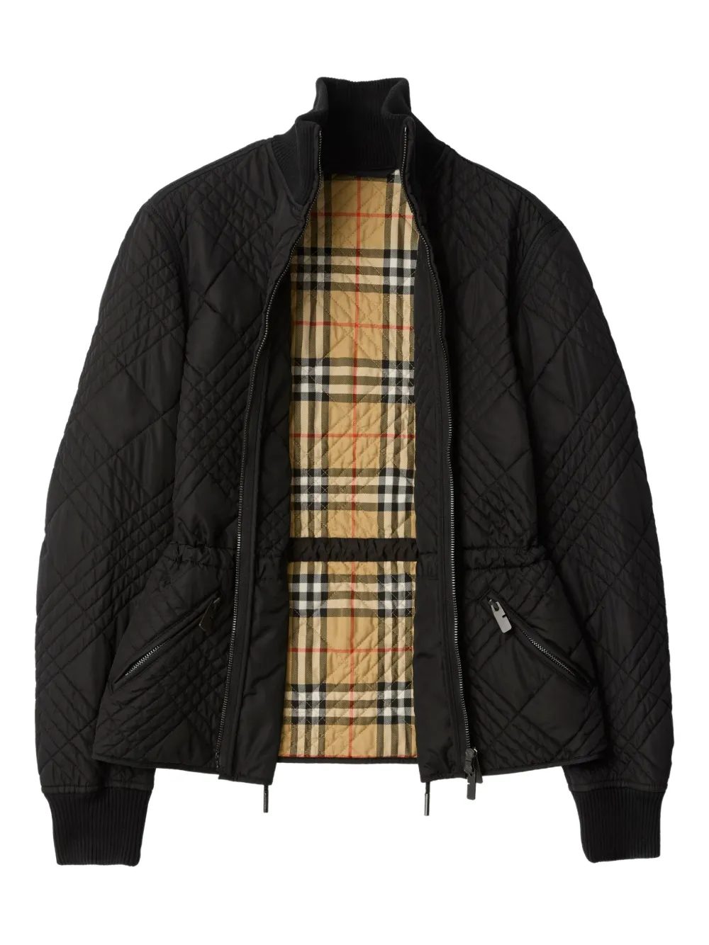 Burberry Wakerley jack met geruite stiksels Zwart