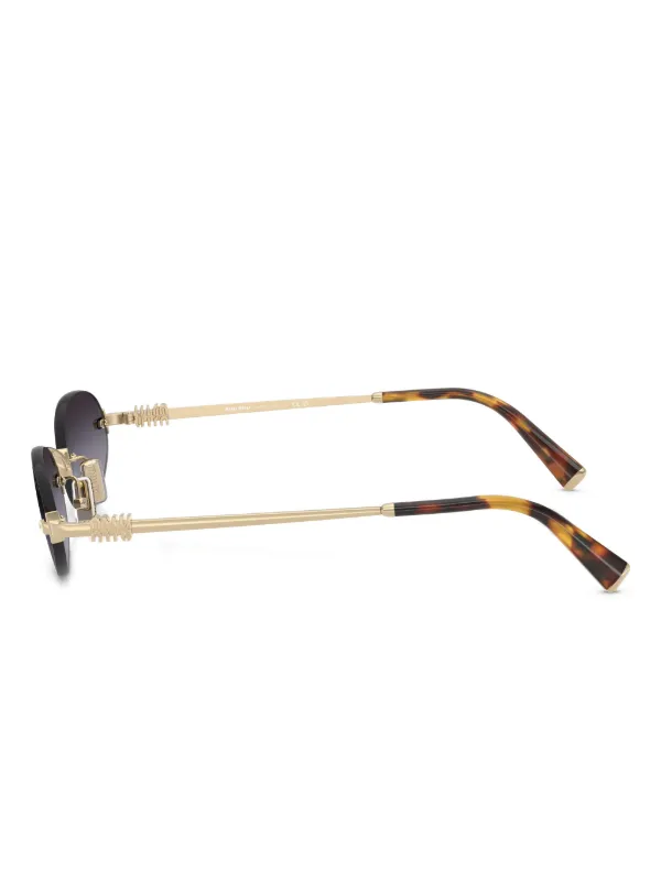 Miu Miu Eyewear oval-frame Sunglasses | Gold | FARFETCH GE