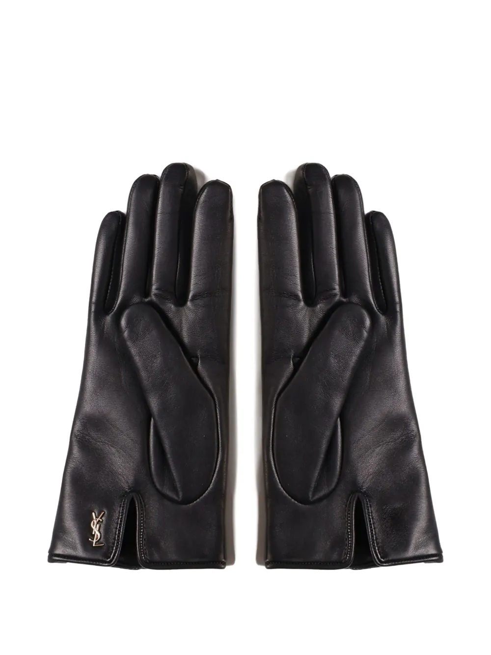 Saint Laurent logo-plaque gloves - Zwart