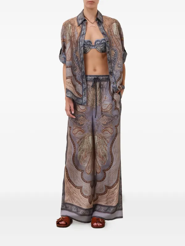ZIMMERMANN Wanderlust drawstring-waist Trousers | Blue | FARFETCH