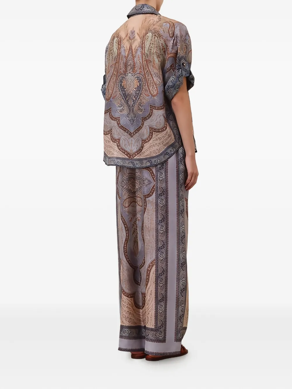 Zimmermann Wanderlust Paisley Relaxed Wide Leg Habutai Silk Drawstring Pants In Multi