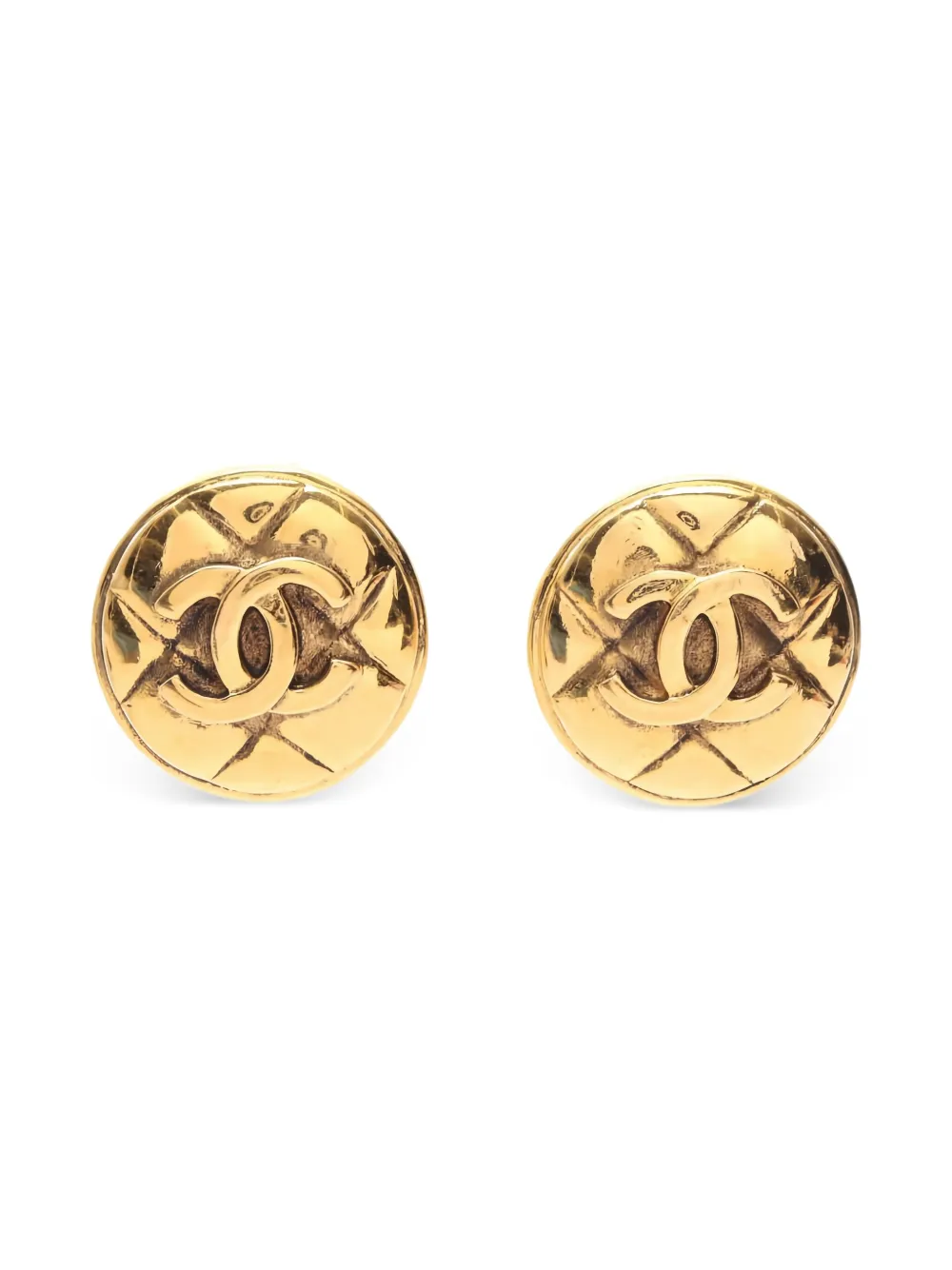 CHANEL Pre-Owned coco mark matelasse earrings GP gold vintage - CHANEL Pre-Owned coco mark matelasse earrings GP gold vintage -