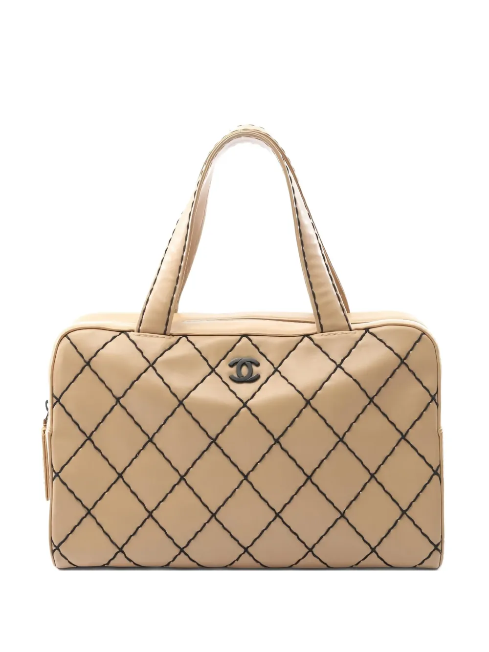 Pre-owned Chanel 2000-2002 Wild Stitch Leather Tote Bag In Neutral