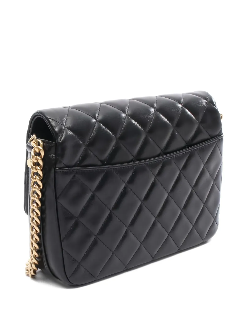 Pre-owned Chanel 2021 Quilted Chain Cross-body Bag In Black